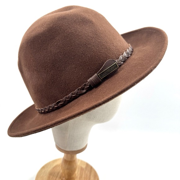 Vintage Eddie Bauer  Fedora Hat Brown 100% Wool XL  Indiana Jones WPL 5923 USA - Picture 1 of 16